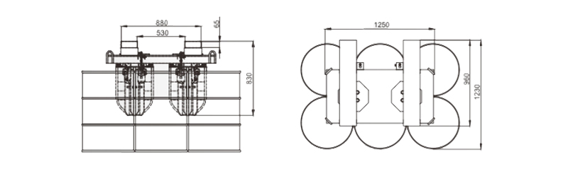 六桶油桶吊具具參數(shù)尺寸